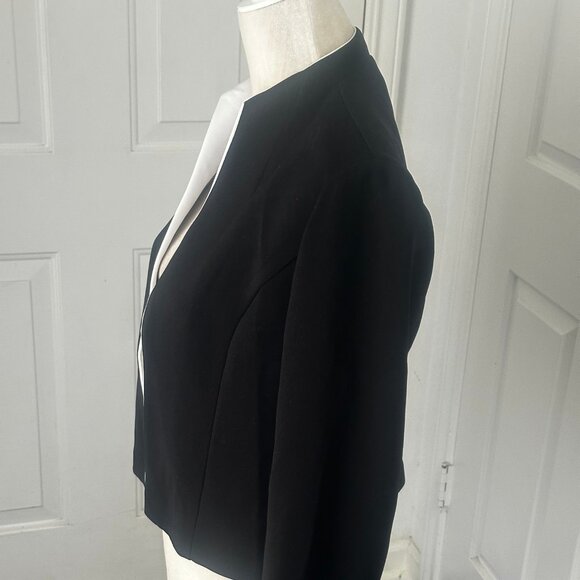 VTG 90s Jessica Howard Cropped Blazer – Black w/ White Contrast Piping, USA Sz 8 - Picture 13 of 14